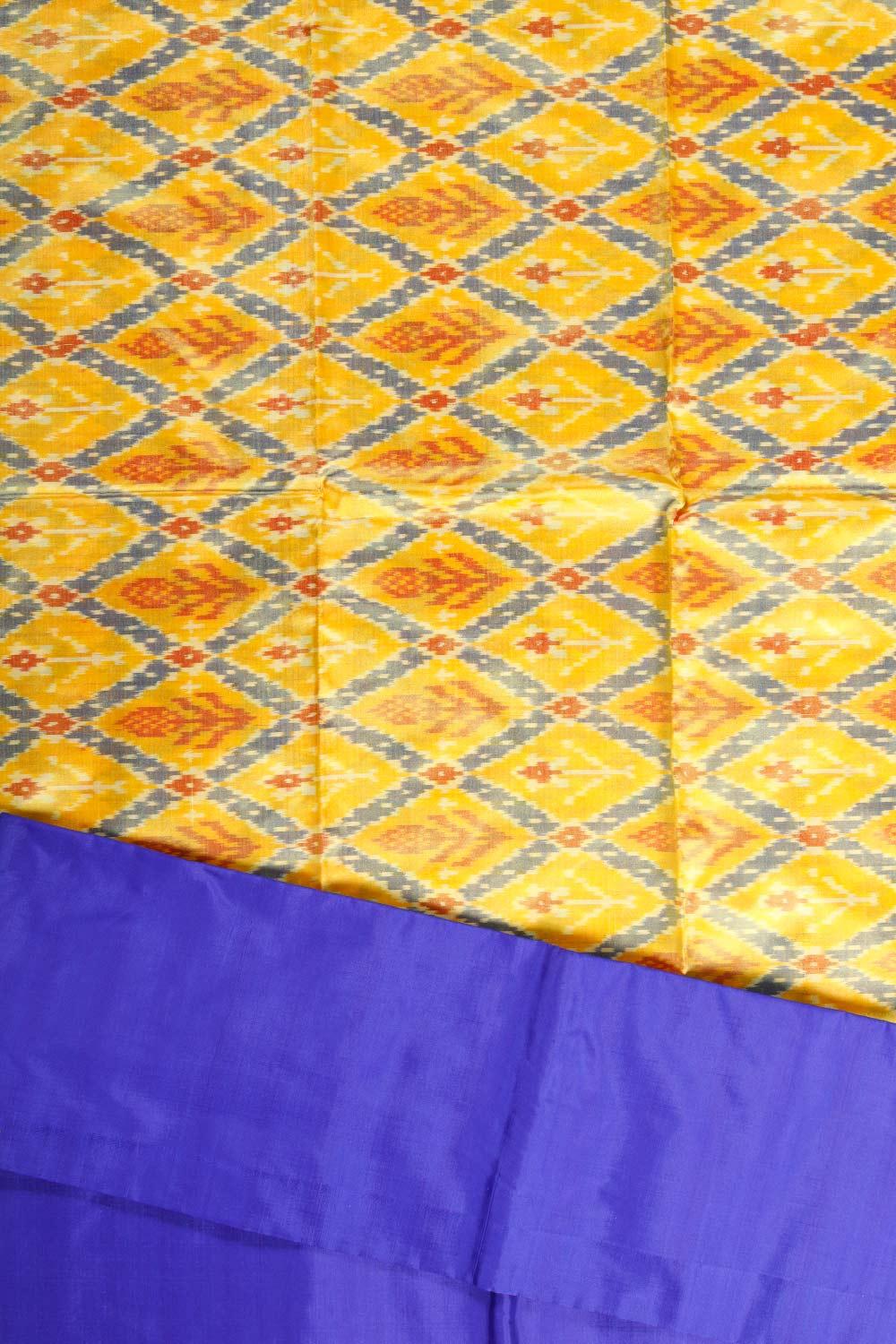 Yellow Ikat Silk Unstitched Dress Material